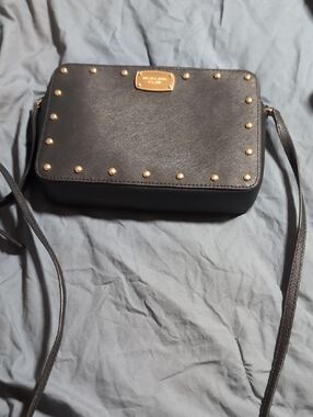 Michael Kors Black Crossbody with Gold Studs